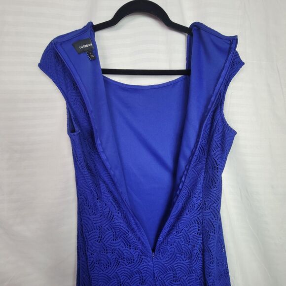 Liz Claiborne Blue Short Cap Sleeve Crochet Lace Dress Women's Size 6 - Picture 9 of 11